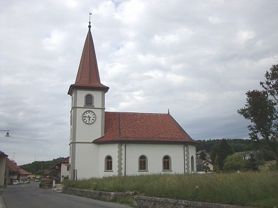 Eglise de Villars-Tiercelin, construite en 1795 par Pierre-François et Pierre-David Viret, auteurs de nombreuses églises dans la région.